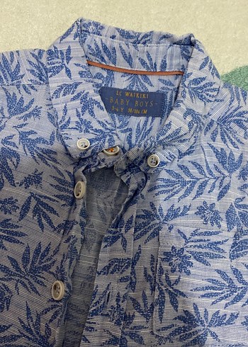 Mavi Yaprak Desenli Uzun Kollu Erkek Gömlek - Görsel 2