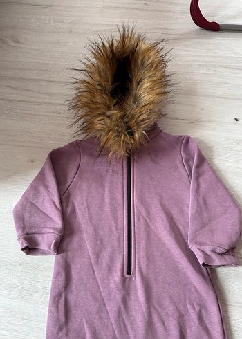 Kürklü Kapüşonlu Mor Bebek Tulumu12-18 ay - Görsel 3