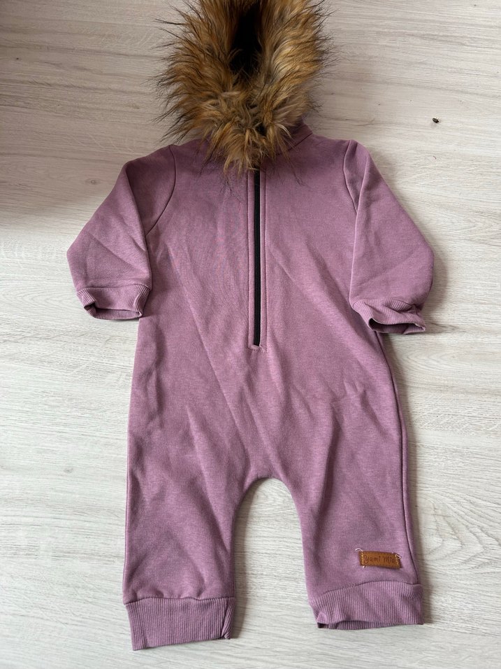 Kürklü Kapüşonlu Mor Bebek Tulumu12-18 ay - Görsel 2