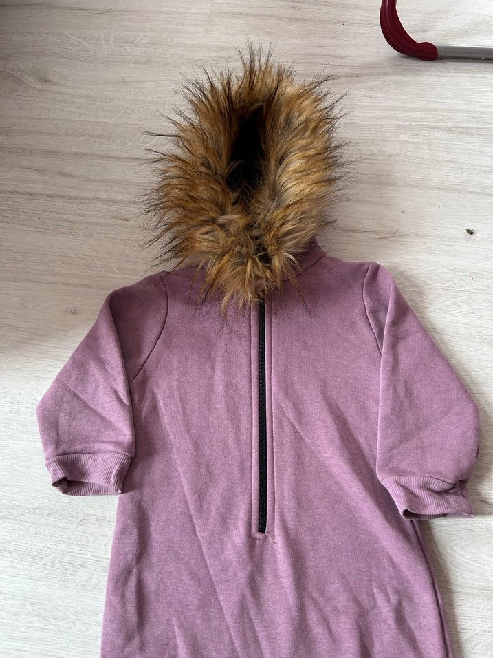 Kürklü Kapüşonlu Mor Bebek Tulumu12-18 ay - Görsel 3