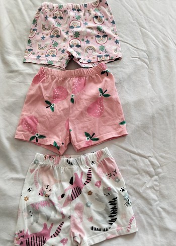 Beli lastikli baskılı kız bebek şortlar