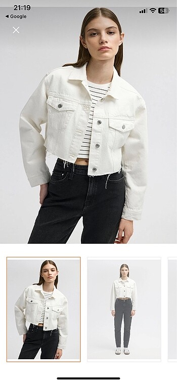 Mavi crop kot ceket