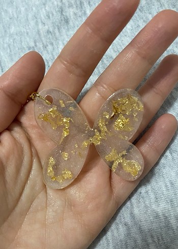 Altın epoksi kelebek anahtarlık - Görsel 3