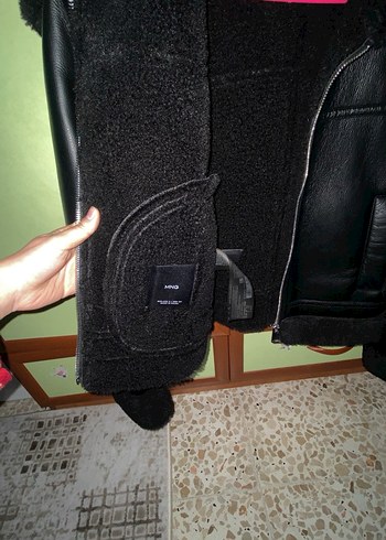 Mango yakası kürklü deri ceket - Görsel 2