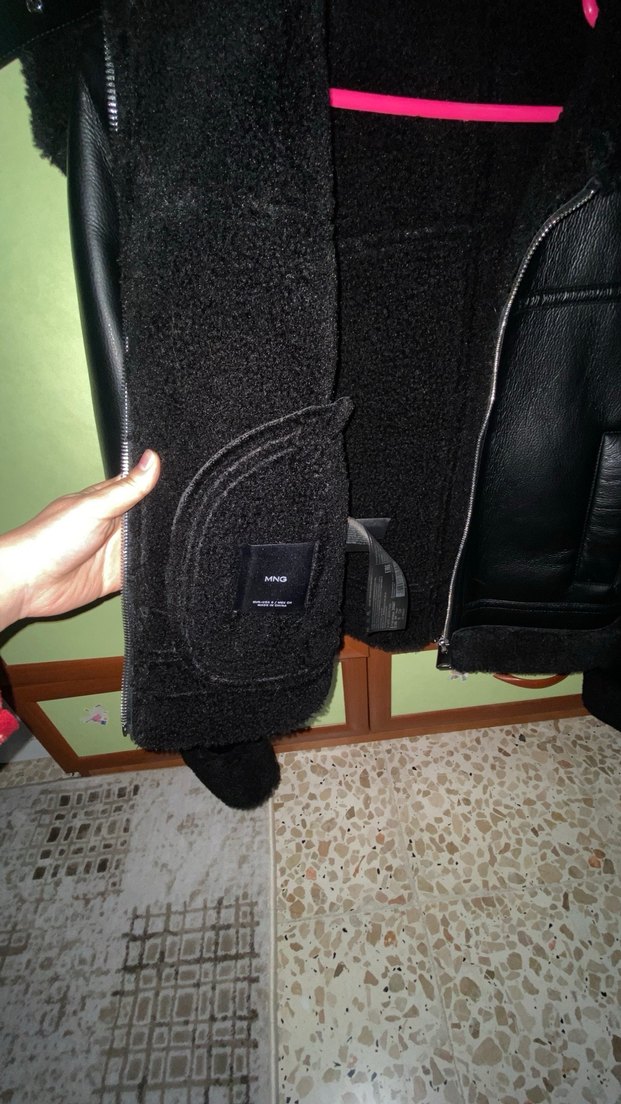 Mango yakası kürklü deri ceket - Görsel 2