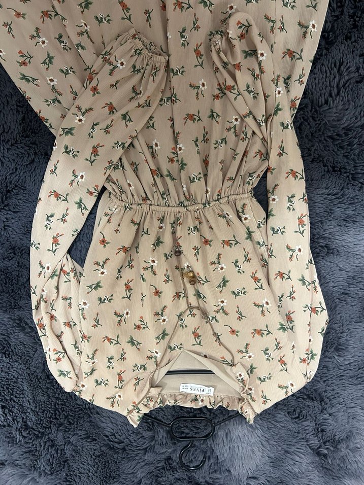 Nakışlı Uzun çiçekli bohem elbise - Görsel 2