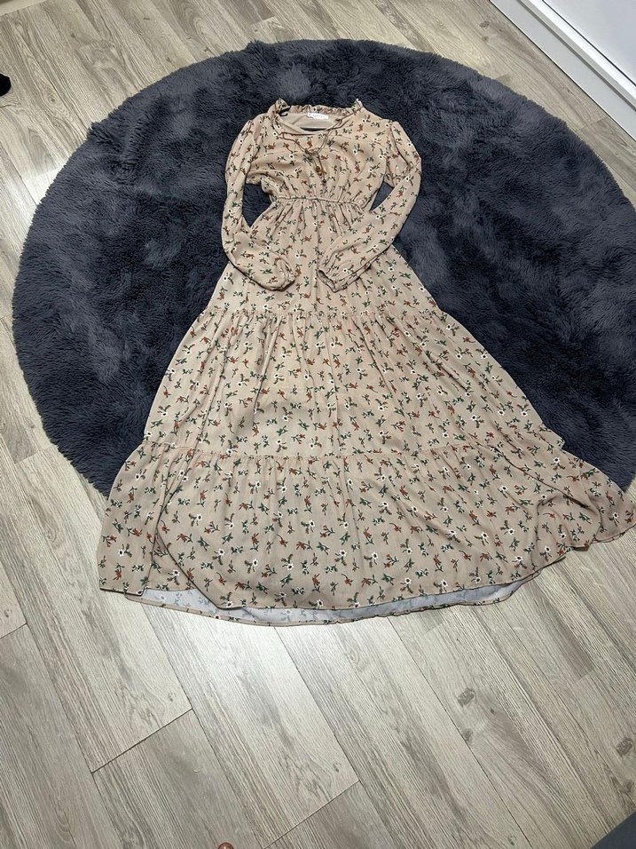 Nakışlı Uzun çiçekli bohem elbise - Görsel 3