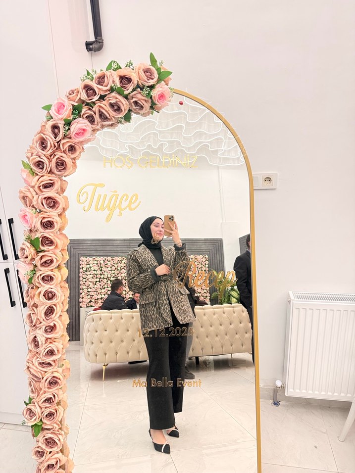 Leopar Desenli Kadın Uzun Gri Kaban, ceket - Görsel 4