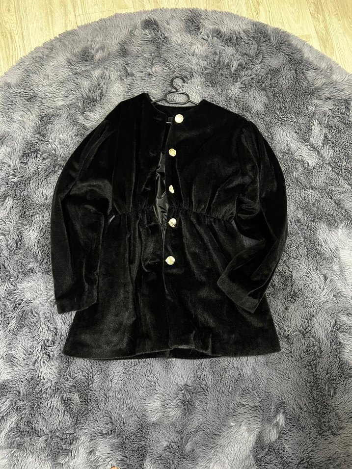 Düğmeli Siyah Süet Midi Kadın Kaban - Görsel 3