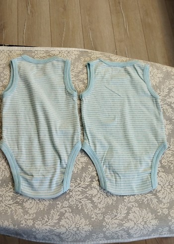 Mavi Çizgili Erkek Bebek Askılı Body ikili - Görsel 3