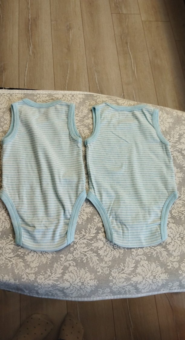 Mavi Çizgili Erkek Bebek Askılı Body ikili - Görsel 3