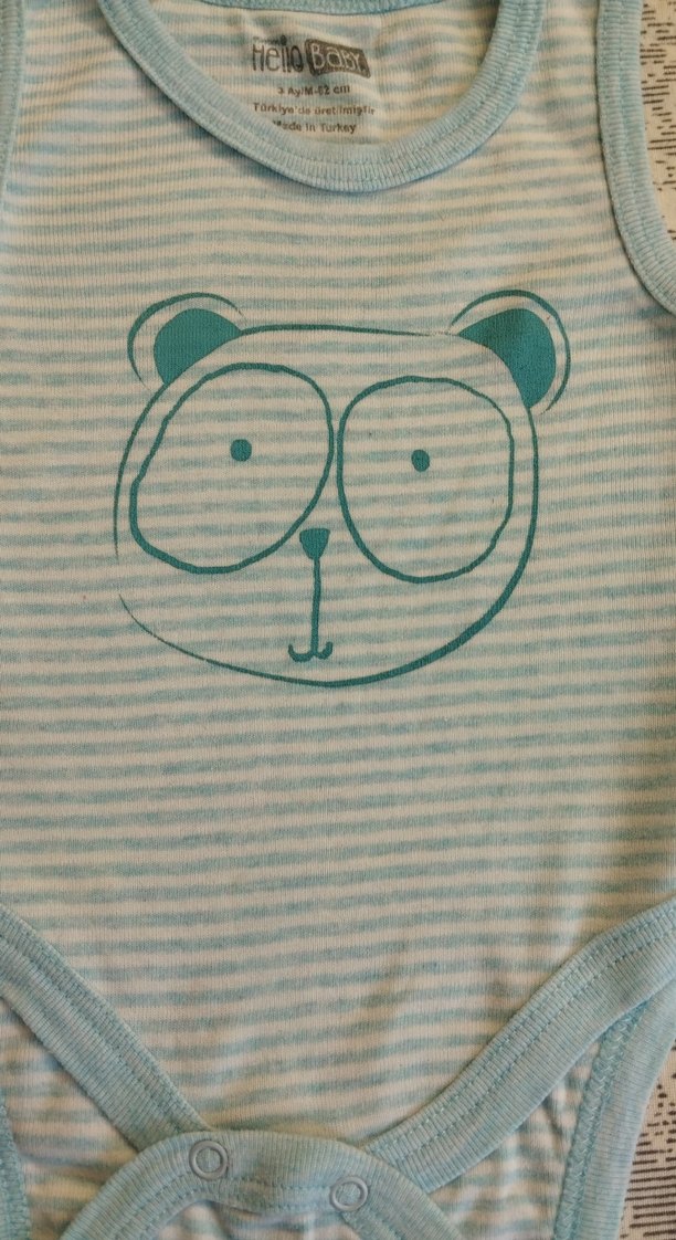 Mavi Çizgili Erkek Bebek Askılı Body ikili - Görsel 2