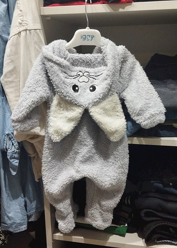 Gri Bebek Tulum Peluş ve Nakış Detaylı - Görsel 2