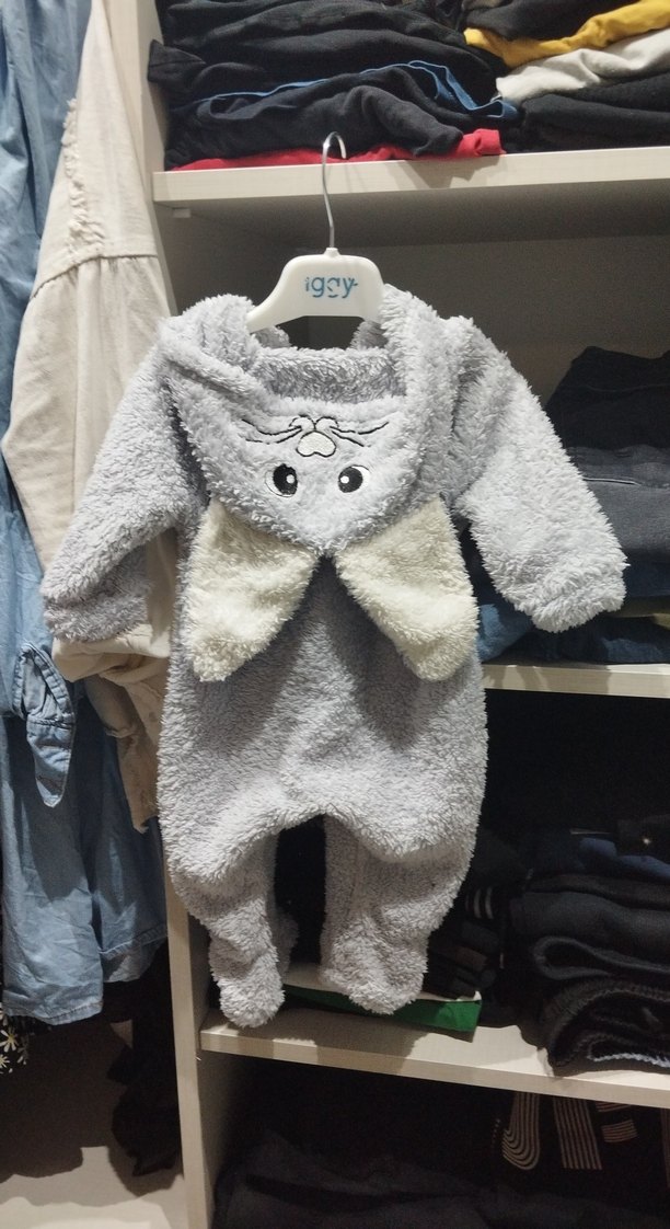 Gri Bebek Tulum Peluş ve Nakış Detaylı - Görsel 2