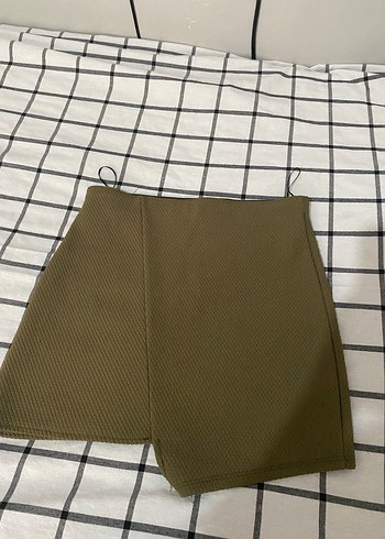 Kadın Haki Mini Pilili Etek