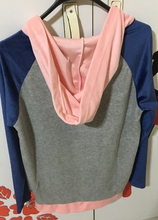 m Beden gri Renk Kadın Gri Kadife Kapüşonlu Sweatshirt