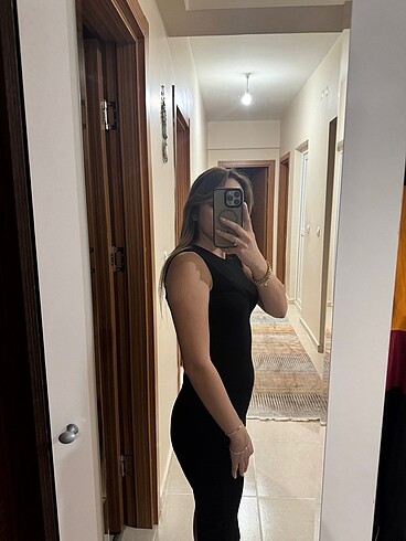 xs Beden Siyah diz altı elbise