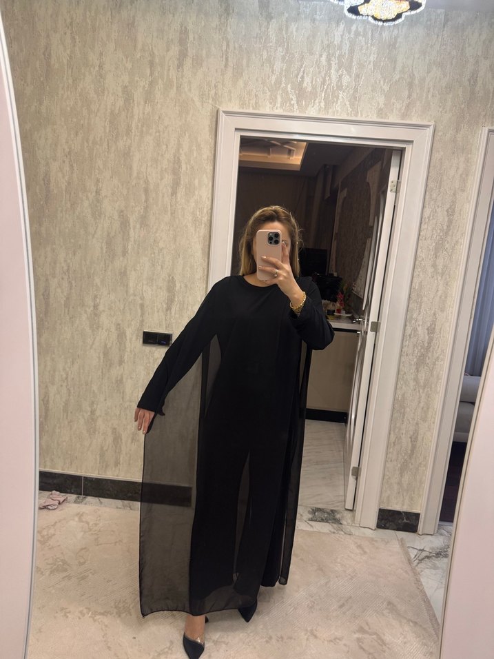 Siyah Transparan Uzun Kollu Kadın tulum - Görsel 4