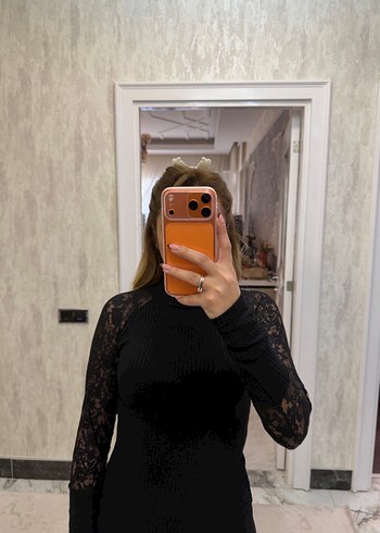 Dantel Detaylı Siyah Yarım Balıkçı Triko Bluz - Görsel 3