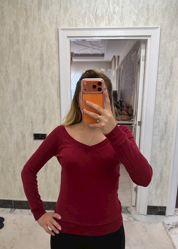 Bordo V Yaka Kadın body - Görsel 2