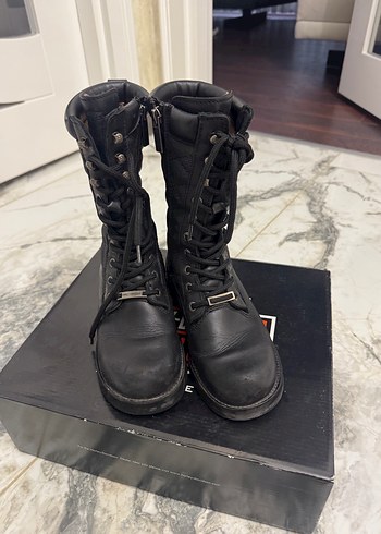 Harley davidson Siyah Kadın Biker Yüksek Topuklu Bot - Görsel 2