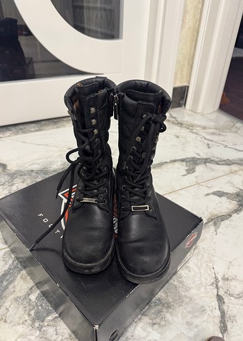 Harley davidson Siyah Kadın Biker Yüksek Topuklu Bot - Görsel 3