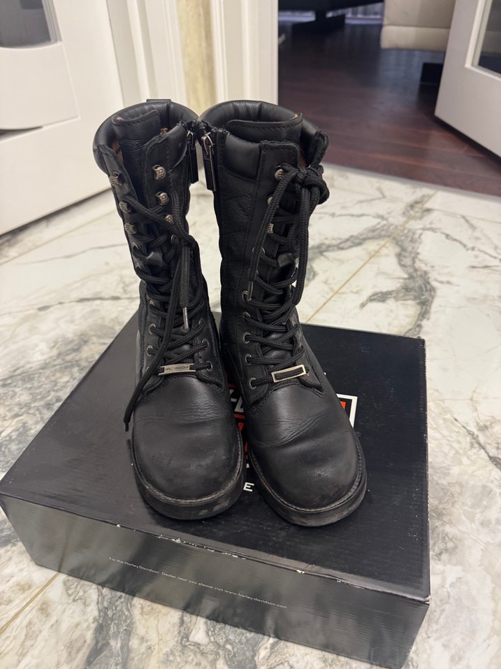 Harley davidson Siyah Kadın Biker Yüksek Topuklu Bot - Görsel 2