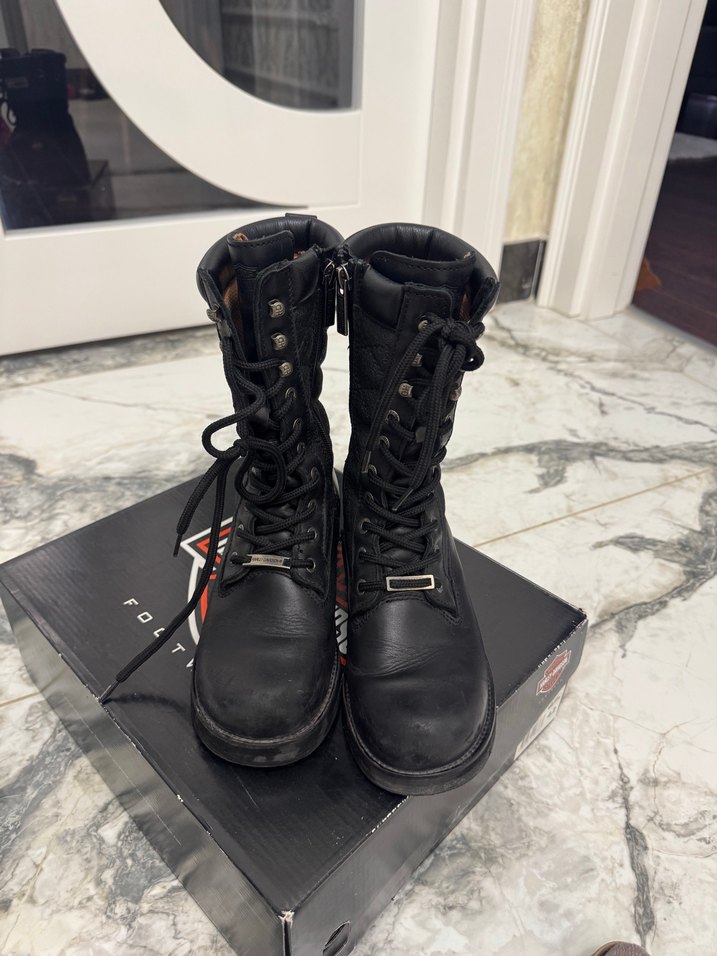 Harley davidson Siyah Kadın Biker Yüksek Topuklu Bot - Görsel 3