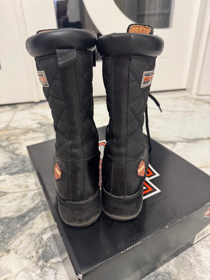 Harley davidson Siyah Kadın Biker Yüksek Topuklu Bot - Görsel 4