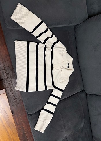 Mango Bej Çizgili Kadın Yün Kazak - Görsel 3