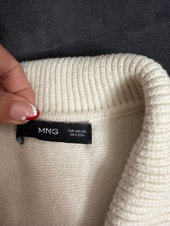 Mango Bej Çizgili Kadın Yün Kazak - Görsel 4