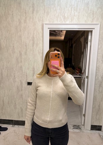 Zara Bej Kadın Triko Bisiklet Yaka Kazak - Görsel 3