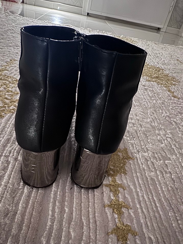 Siyah Deri Kürklü Blok Topuklu Kadın Bot - Görsel 3