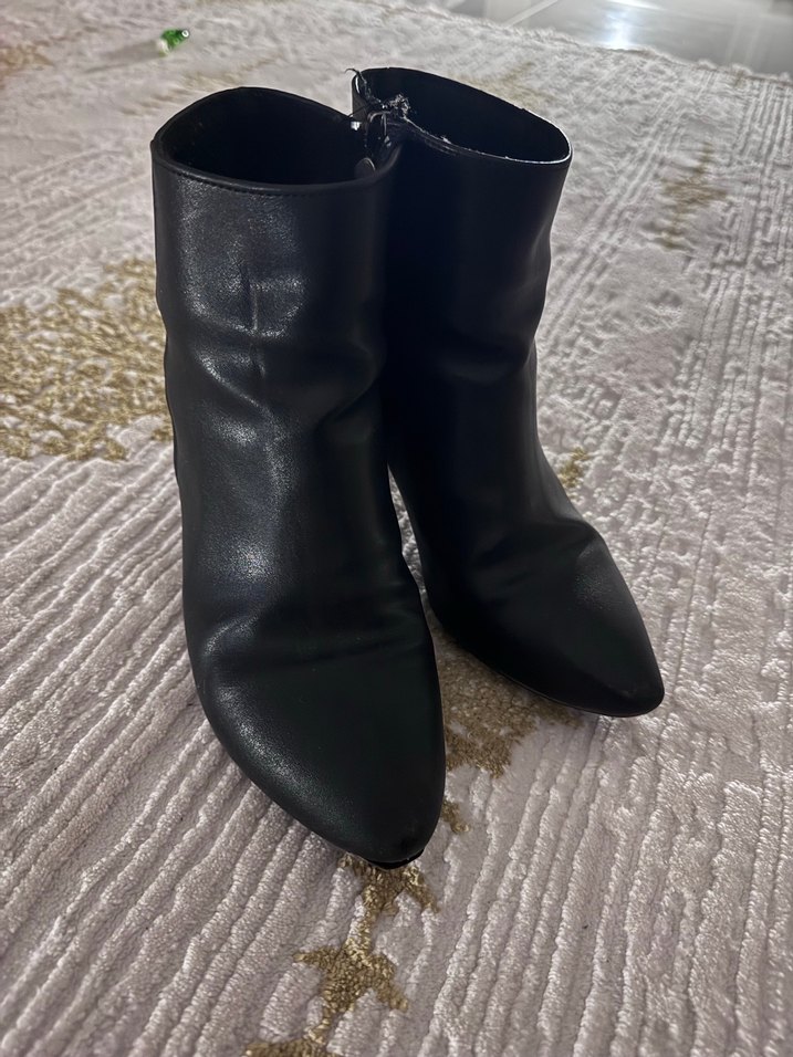 Siyah Deri Kürklü Blok Topuklu Kadın Bot - Görsel 2