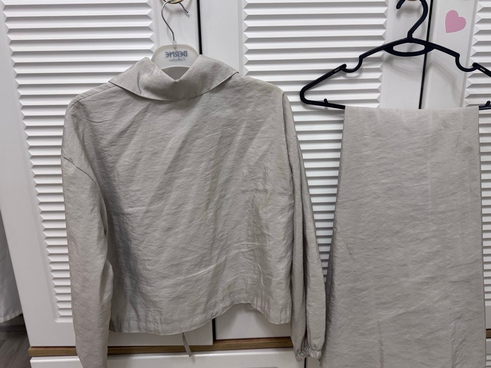 Bej Keten Düğmeli Kadın Gömlek etek - Görsel 3