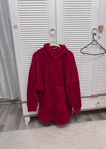 Kızlar için Kırmızı Polar Bornoz - Görsel 2