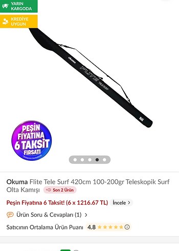 Okuma Flite Tele Surf 420cm Teleskopik Olta Kamışı - Görsel 2