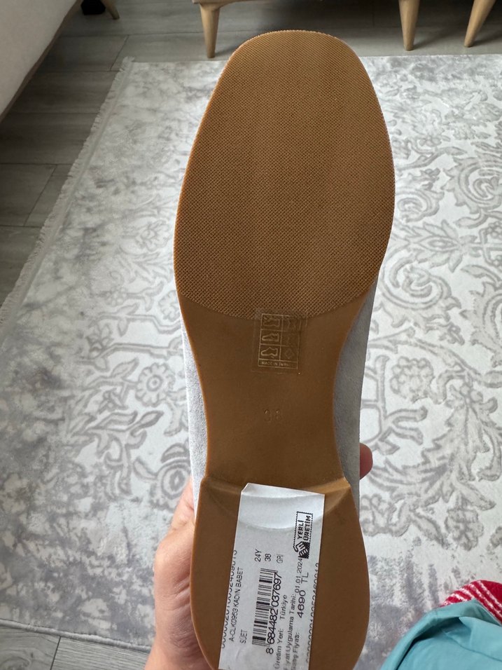 Gri Süet Tokalı Kadın Topuklu Babet - Görsel 4