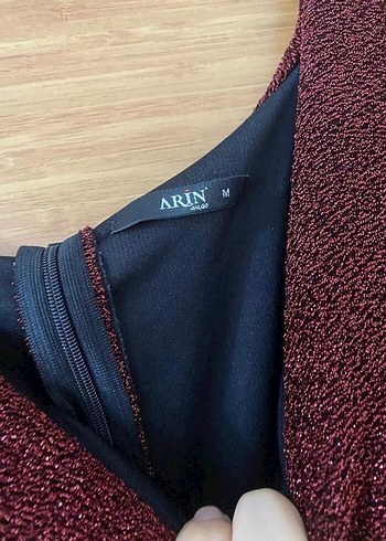 38 Beden bordo Renk Bordo Fırfırlı Uzun Abiye Elbise