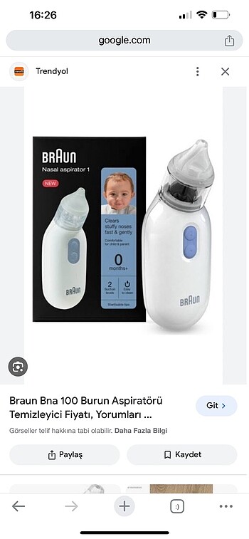 Braun Bebek burun aspiratörü