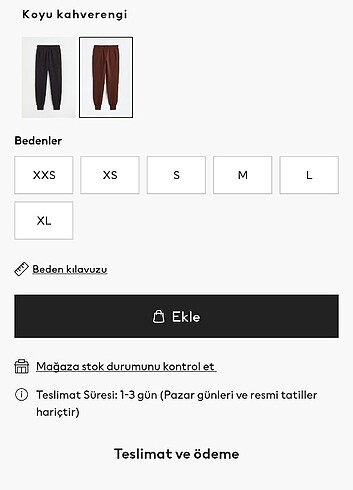 xs Beden H&M JOGGER PANTOLON 