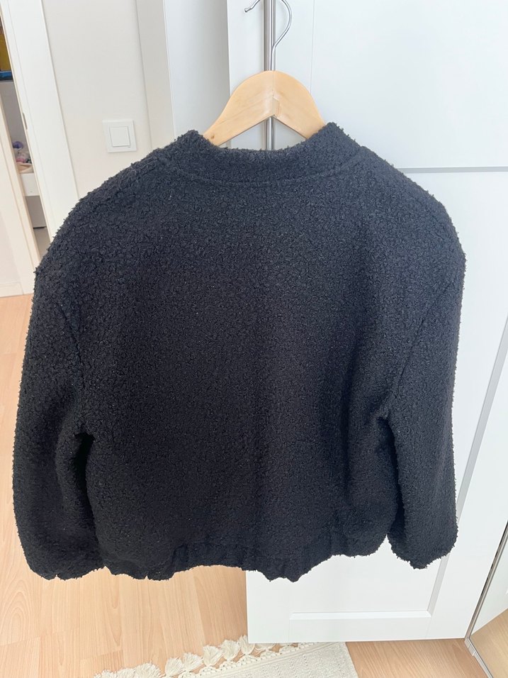 Siyah Düğmeli Midi Kadın Yün Ceket - Görsel 4