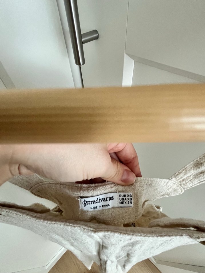 Bej Keten Düğmeli Tulum - Görsel 2