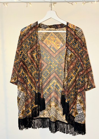 Diğer Hardal Rengi Desenli Kimono