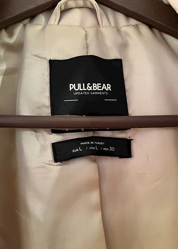l Beden Pull&Bear Bej Düğmeli Kadın Kısa Blazer Ceket