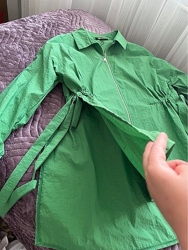 Beli büzgülü trenç yağmurluk - Görsel 2