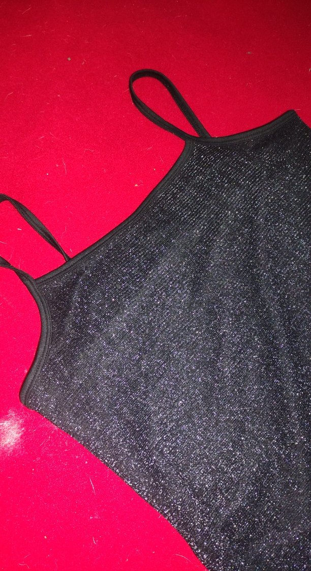 Siyah Parlak İnce Askılı Kadın Atlet - Görsel 2