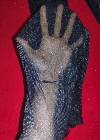 siyah, şortlu transparan simli pantolon - Görsel 3