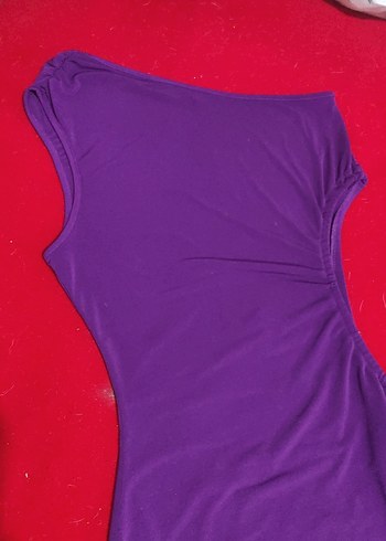 Mor Drapeli Mini Abiye Elbise - Görsel 4