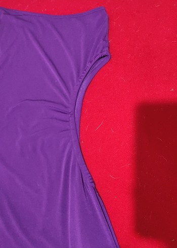 Mor Drapeli Mini Abiye Elbise - Görsel 3